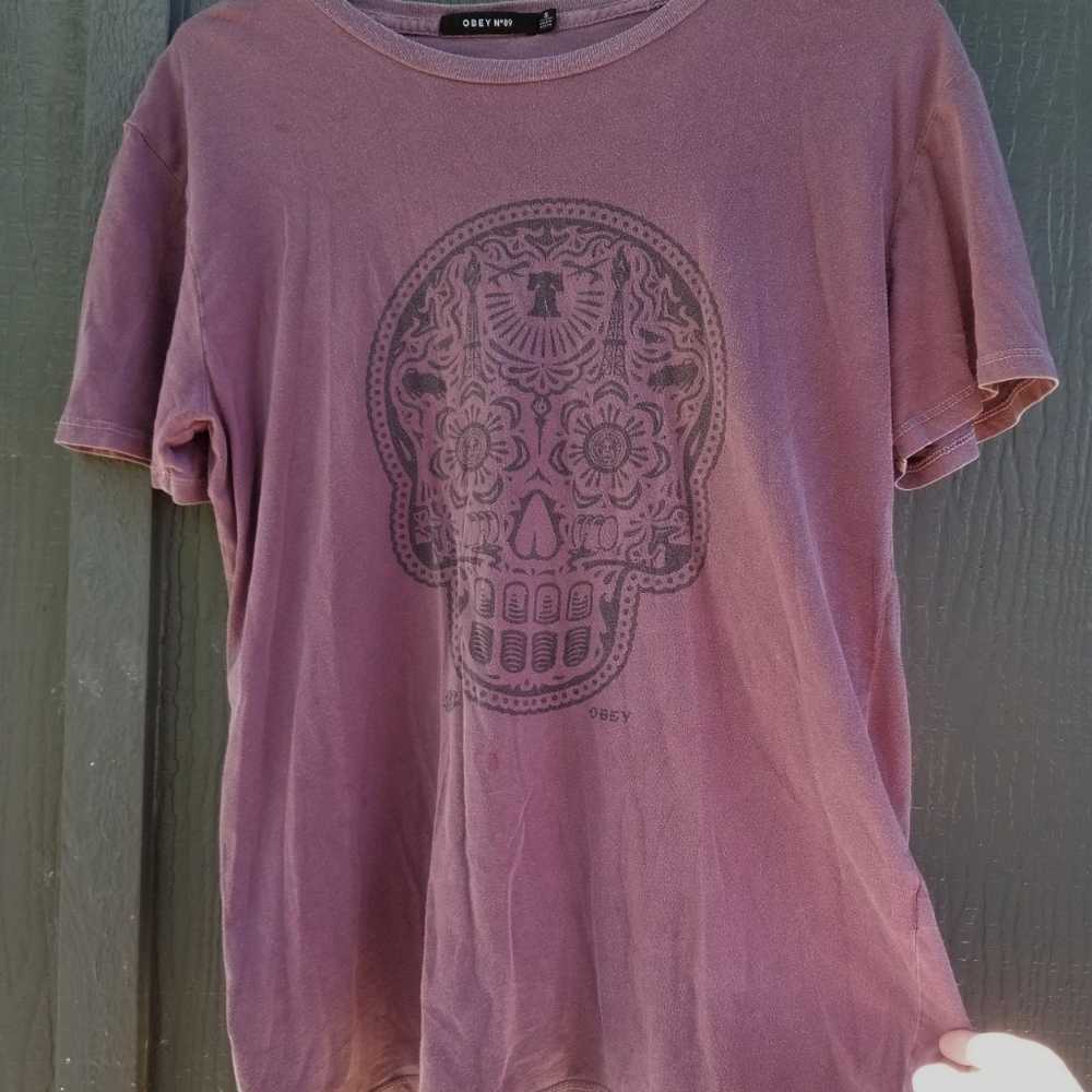 OBEY purple sugar skull shirt
